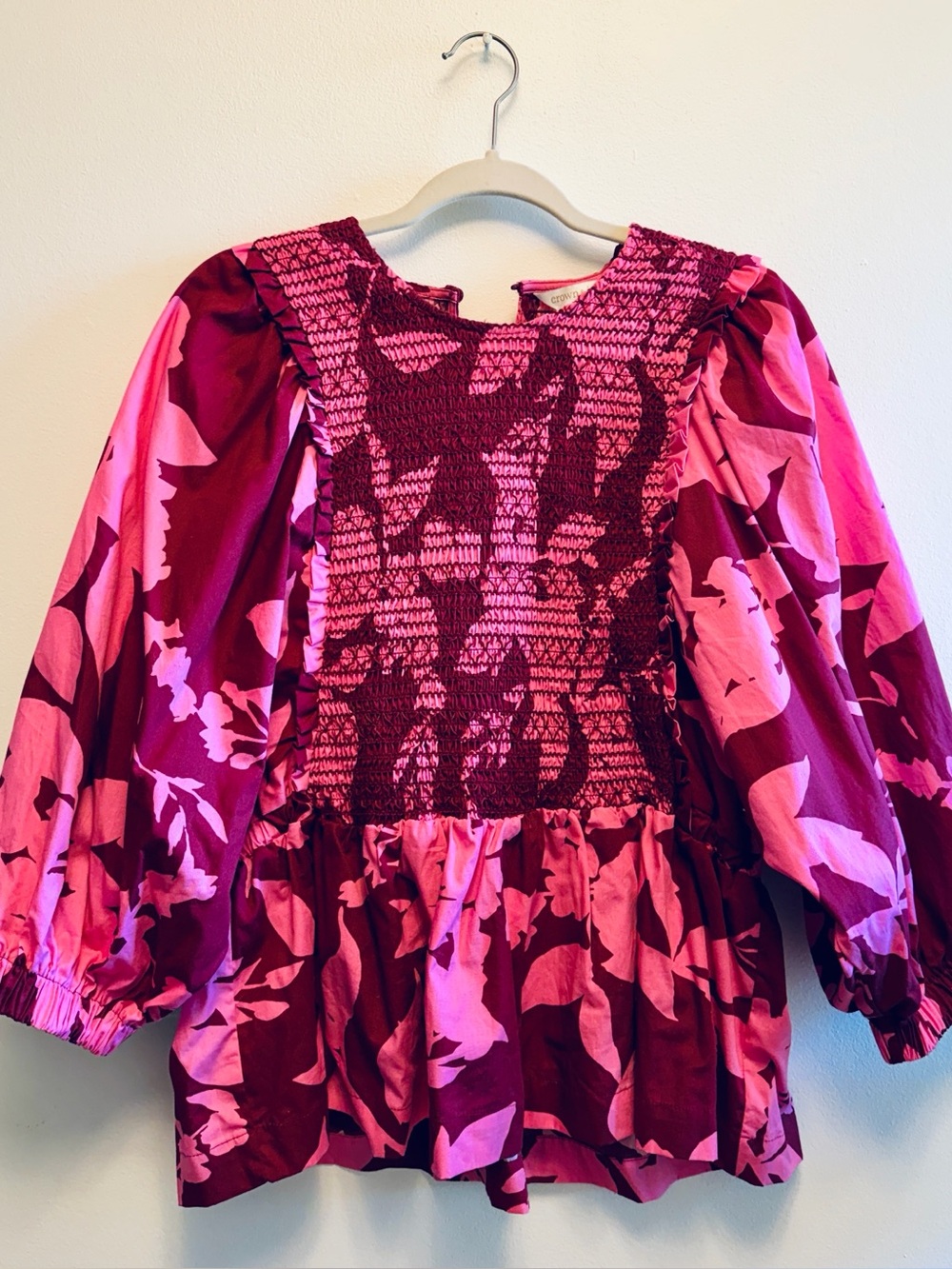 Crown & Ivy Pink Smocked Top